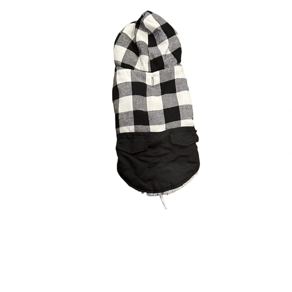 Plaid Dog Hoodie - Black and White